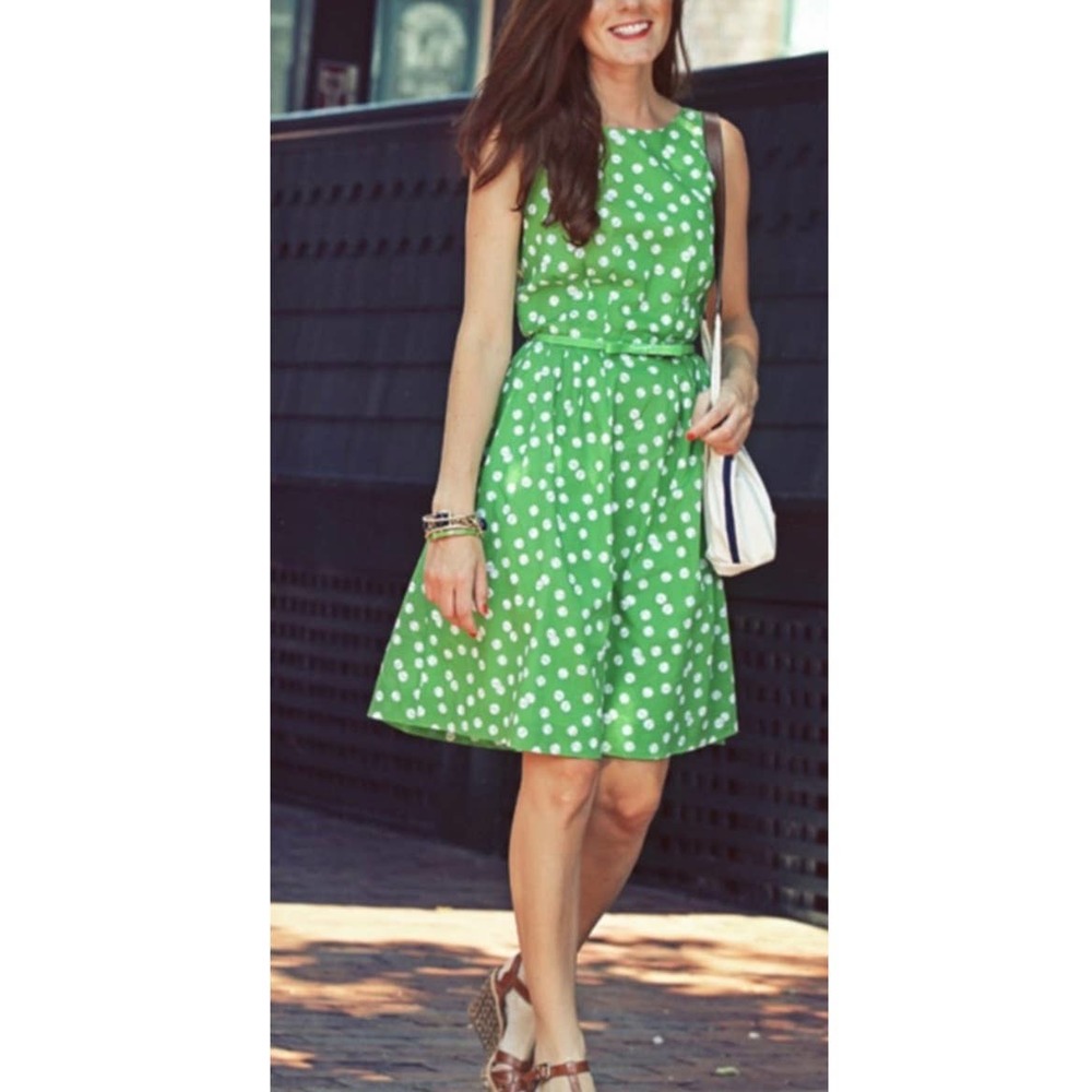 Kate Spade Tennis Ball Sonja Dress Women’s Size 4 Green Midi Sleeveless A Line